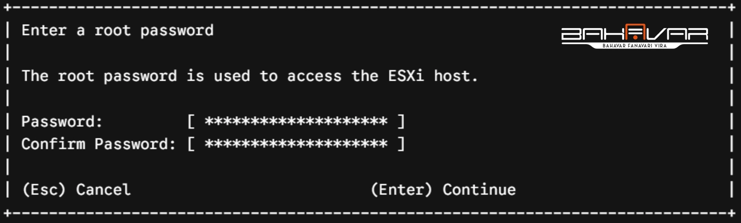 تنظیم رمز عبور Root | نصب esxi